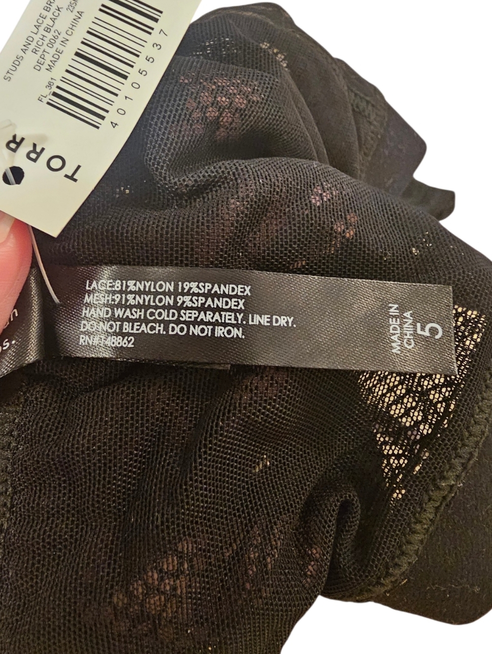 Black Torrid Women's Studs and Lace Bralette - Picture 7 of 7